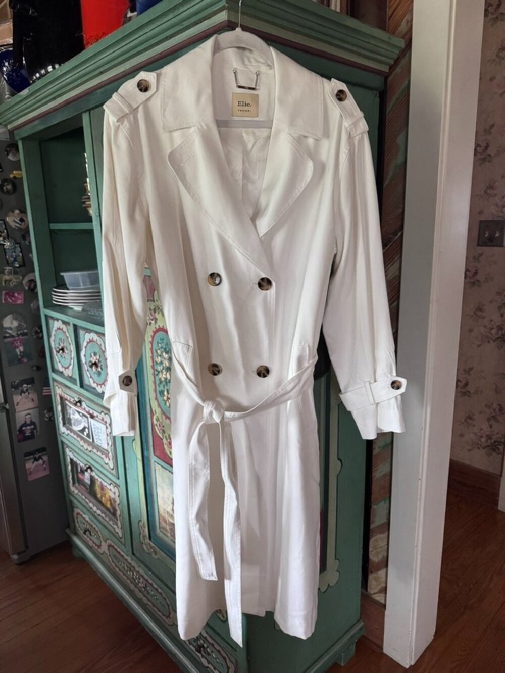 Coat Dress Double Breasted by Elite Tahari Size Large in White - Awesome on!